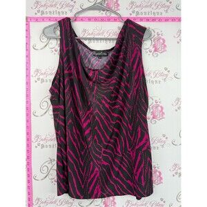Digital plus tank top Black & Fuchsia Zebra-Print Cowl Neck Camisole Y2K